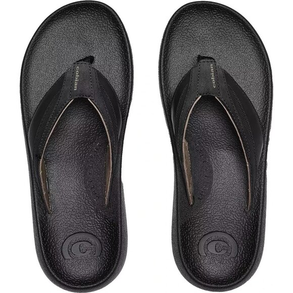 NWT Cobian Compass Mens Flip Flops Sandals Black Rubber Sole Size 13 - Picture 2 of 6